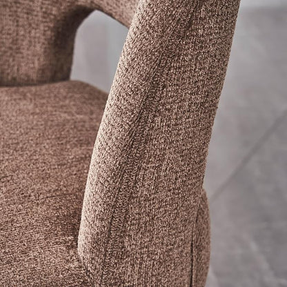VKNOW Wooden Dining Chairs Set of 2, Modern Fabric Upholstered Dining Room Chair Kitchen Chairs, Farmhouse Dinner Chair for Kitchen Dining Room, Brown