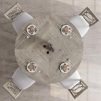 GAOMON 47 Inch Round Dining Table for 4-6 People, Circle Dinner Table with Wooden Cross Pedestal Base, Farmhouse Kitchen Furniture for Dining Room, Living Room, Kitchen (Table Only) - Grey