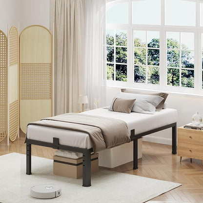 NKZ 12 Inch Twin Bed Frame, Sturdy Metal Platform with Round Corner Legs, 3,500 lbs Heavy Duty Steel Slat Support, Easy Assembly, Noise Free, No Box Spring Needed