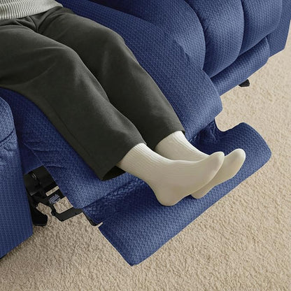 MCombo 55.9" Zero Gravity Power Loveseat Recliner with Heat and Vibration Massage, Reclining Loveseat Sofa with USB Ports, Cup Holders for Living Room, Fabric PR648SET (Navy Blue)