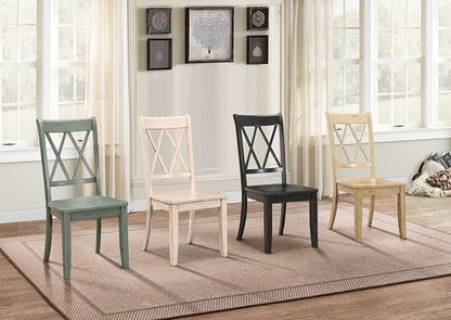 Lexicon Janina Dining Room Chairs Set of 2, Modern Farmhouse Dining Chairs Set of 2, Solid Wood, X Cross Back, for Traditional Modern Ranch Style Kitchen, Armless, Easy Assembly, White