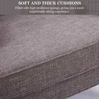 HUIMO Tufted Club Chair Set of 2 with Lumbar Pillow,Accent Chair Upholstered Button Armchair, Linen Fabric Sofa Chairs for Bedroom, Living Room, Mid Century Modern with Reading Chair (2, Gray)