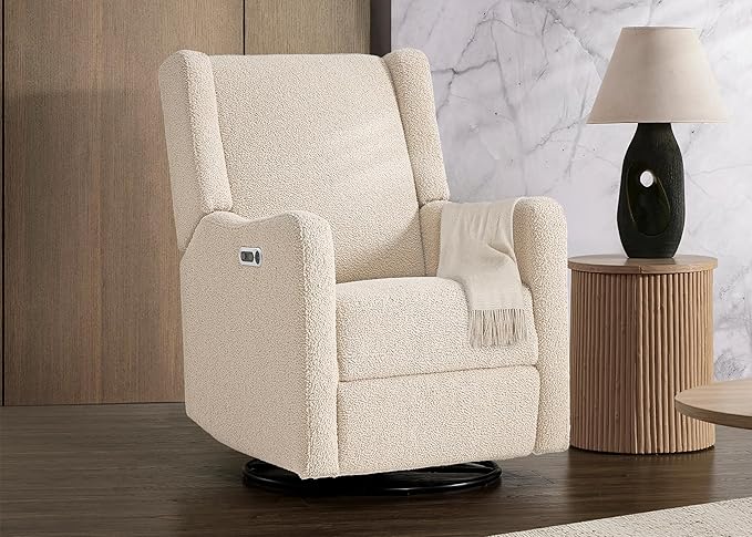 Delta Children Mercer Electronic Power Recliner and Swivel Glider with USB-A and Type-C Ports - Greenguard Gold Certified - Stain-Resistant Performance Fabric is Oeko-TEX Standard 100 Certified, Shell