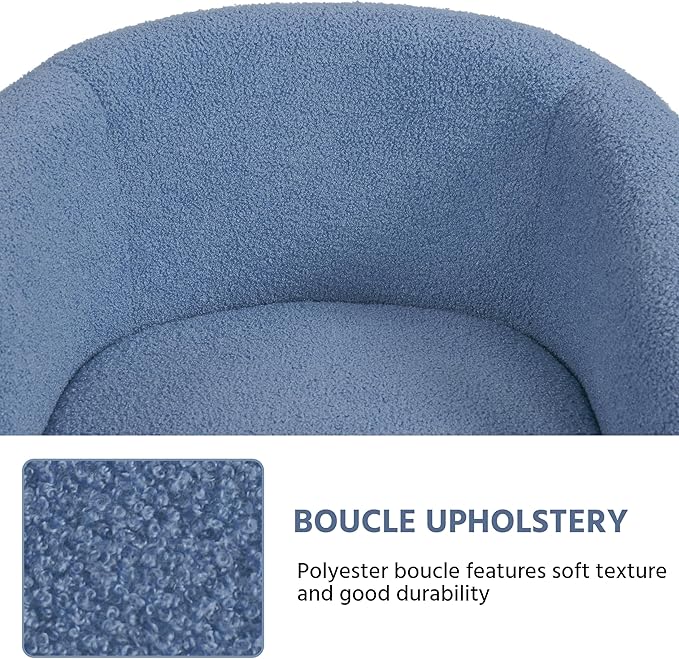 Topeakmart Barrel Chair, Soft Sherpa Accent Chair Side Chair Club Chair Modern Style Deep Seating Barrel Armchair for Living Room Furniture Reading Room Bedroom, Set of 2, Blue