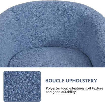 Topeakmart Barrel Chair, Soft Sherpa Accent Chair Side Chair Club Chair Modern Style Deep Seating Barrel Armchair for Living Room Furniture Reading Room Bedroom, Set of 2, Blue