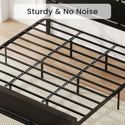 LIKIMIO California King Bed Frame with Headboard and Footboard, Metal Strong Supports, Easy Assembly, Noise-Free, No Box Spring Needed, Black