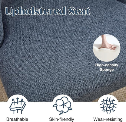 Dining Chair Set of 8,Modern Dining Room Chairs with Thick Cushions,Upholstered Linen Fabric Kitchen Chairs for Kitchen Dining Room DARKBLUE