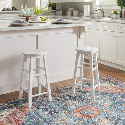 Linon Zeke White 24" Counter Stool with Round Seat