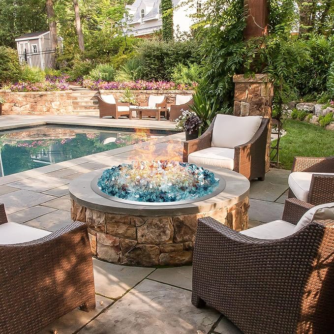 Stanbroil 25 Inch Drop-in Round Natural Gas Fire Pit Kit with Spark Ignition,304 Stainless Steel Fire Pit Burner for Outdoor DIY Firepit - Natural Gas Version