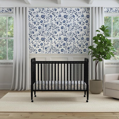DaVinci Jenny Lind 3-in-1 Convertible Crib in Ebony, Removable Wheels, Greenguard Gold Certified | Converts to Toddler Bed & Daybed, 4 Adjustable Mattress Heights - Conversion Kit Sold Separately - Durable & Easy to Assemble