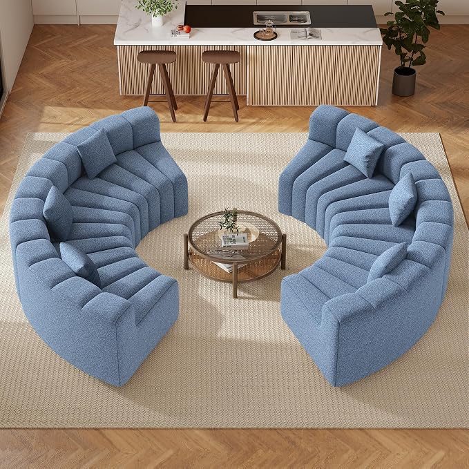 Luxanimarion Oversized Curved Cloud Couch, 6 Seater Modern Modular Sectional Sofa, Convertible Boneless Couches for Living Room, No Assembly Required, Light Blue 1 PCS