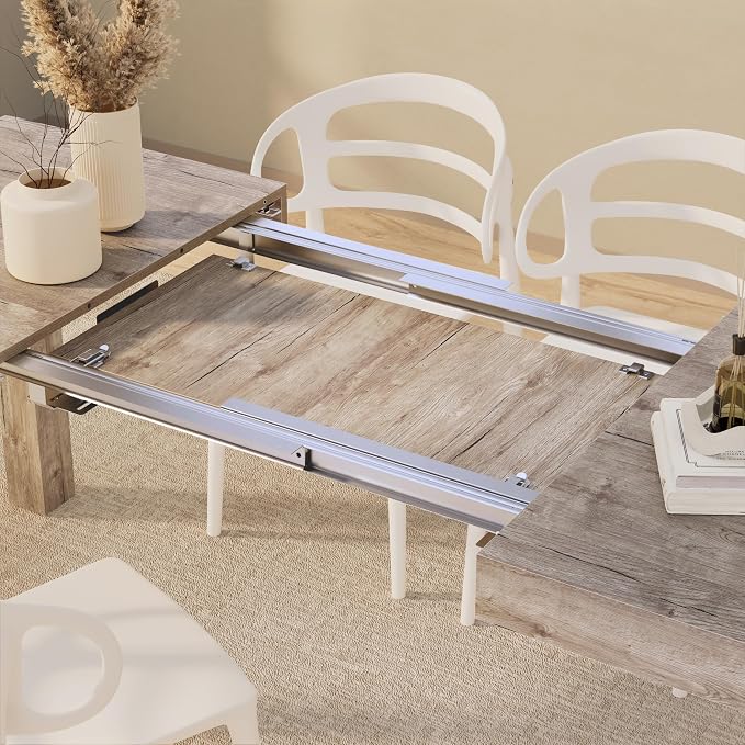 Mobili Fiver, First Extendable Table, 47.2(78.7) x31.5 in, Oak, for 6-8 People, Expandable Dining Table for Kitchen, Living Room, Italian Furniture