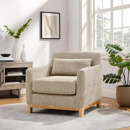 VANOMi 31" W Living Room Accent Chairs Boucle Chair for Bedroom, Camel | Oversized Armchair with Thick Cushion Reading Chairs for Living Room, Apartment