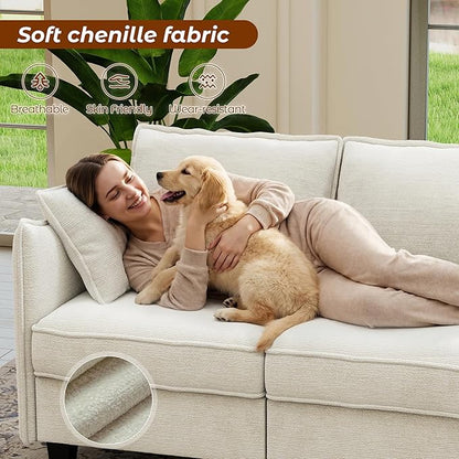 WorthFurni Modular Sectional Sofa L Shape Couches with Storage Ottoman and Washable Cushion Cover for Living Room, Apartment, Bedroom(Beige)