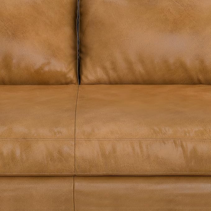 SIMPLIHOME Morrison Right Sectional Sofa in Full-Grain Genuine Leather, Sienna, 102-inches Wide, L-Shaped Leather Couch with Right Chaise for the Living Room and Family Room