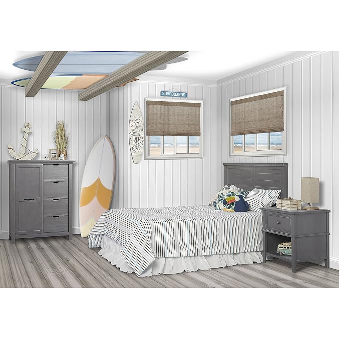 Evolur Belmar Flat 5-in-1 Convertible Full-Size Baby Crib in Rustic Grey, GreenGuard Gold & JPMA, Converts to Toddler, Day & Full-Size Bed, 3 Mattress Heights Crafted in Kiln-Dried Hardwood