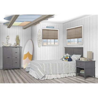Evolur Belmar Flat 5-in-1 Convertible Full-Size Baby Crib in Rustic Grey, GreenGuard Gold & JPMA, Converts to Toddler, Day & Full-Size Bed, 3 Mattress Heights Crafted in Kiln-Dried Hardwood