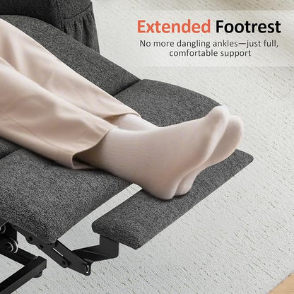 MCombo Power Lift Recliner Chair for Elderly, Lift Chair with Heat and Massage for Tall People, USB&Type C Ports, Extended Footrest, Cup Holders, Fabric 7516 (Large,Dark Grey)