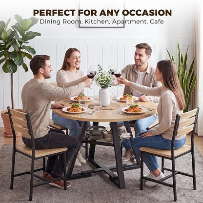 Jocoevol Round Dining Table,Kitchen Dining Room Circle Dinner Pedestal Table,Space Saving Wood Kitchen & Dining Room Furniture (Natual Wood, 42In)