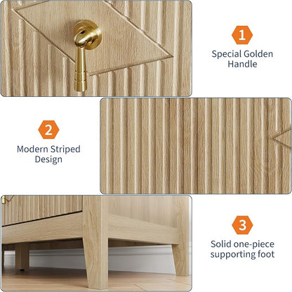 GarveeHome Fluted Dresser for Bedroom, 47.2 Inch Wide 6-Drawer Wood Dresser, Modern Chest of Drawers, Storage Organizer Cabinet for Living Room, Hallway, Entryway, Natural Oak