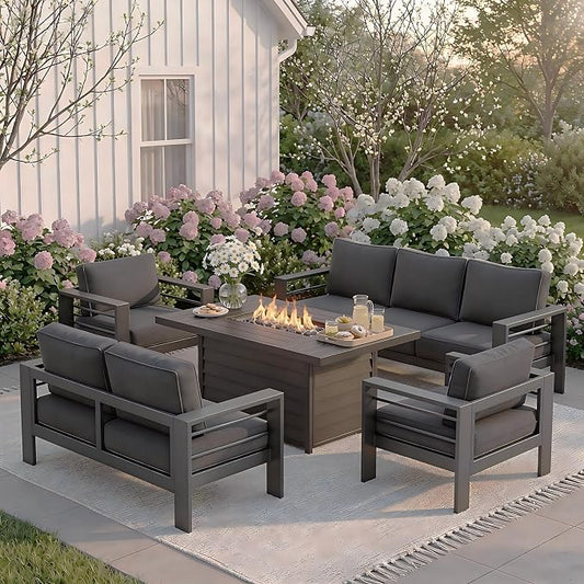 Solaste Aluminum Patio Furniture Set for All Weather, Oversized Metal Outdoor Furniture Set with 27.5" Deep Seating and 3.2" Wide Armrest, Outdoor Patio Conversation Sets with 10" Back Suport Cushion