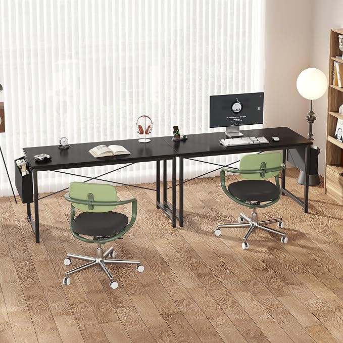 OLIXIS Computer Desk, 55 Inch Home Office Desks for Small Spaces, Writing Craft Study Gaming Table for Bedroom, Modern Computer Workstation with Storage Bag, Black