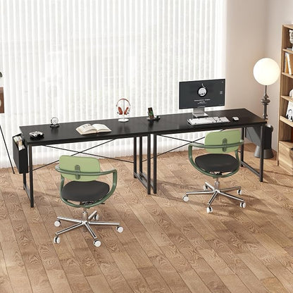 OLIXIS Computer Desk, 55 Inch Home Office Desks for Small Spaces, Writing Craft Study Gaming Table for Bedroom, Modern Computer Workstation with Storage Bag, Black