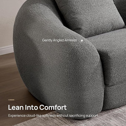 SICOTAS 49.9" Curved Convertible Sofa Couch Bed for Living Room Futon Cloud Boneless Sleeper Chair Pull Out Floor Couch with Deep Seat Single Foam Lounger No Assembly for Bedroom Apartment, Dark Grey