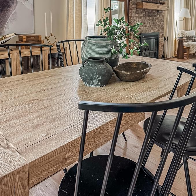 Mobili Fiver, Iacopo Extendable Dining Table, 55.1(86.6) x35.4 in, Oak, for 6-10 People, Expandable Dining Table for Kitchen, Living Room, Italian Furniture
