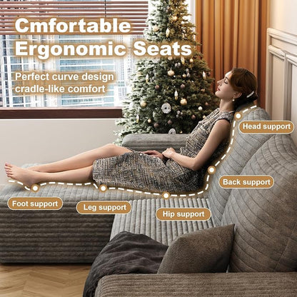 AUGOP 108" Sectional Couches for Living Room Modern Modular Sofa with L-Shape Couchs Upholstered Boneless Couch Deep Seat Sectional Couch with Chaise (Grey, Left Facing Chaise+2Seaters)