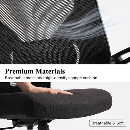 Ergonomic Office Desk Chair, 90°-125° Tilt Back Home Desk Chair with 360° Swivel & Mute Wheels, High Back Mesh Computer Chair for Adults with Lumbar Support, 330 LBS Capacity (01Black)