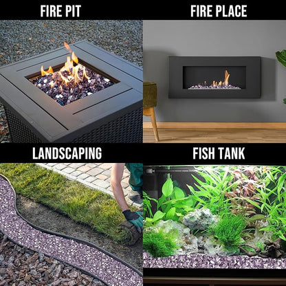 Skyflame 1/2 Inch Purple Reflective Fire Glass for Fire Pit Table Fireplace and Landscaping