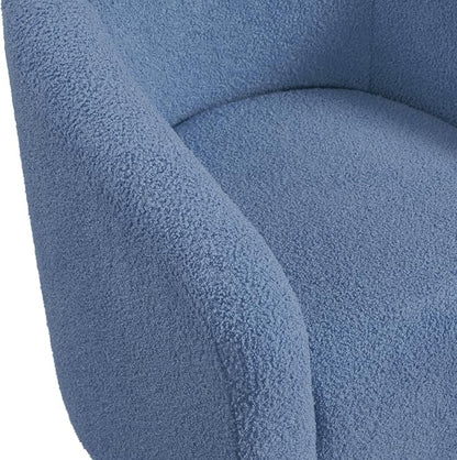 Topeakmart Barrel Chair, Soft Sherpa Accent Chair Side Chair Club Chair Modern Style Deep Seating Barrel Armchair for Living Room Furniture Reading Room Bedroom, Set of 2, Blue