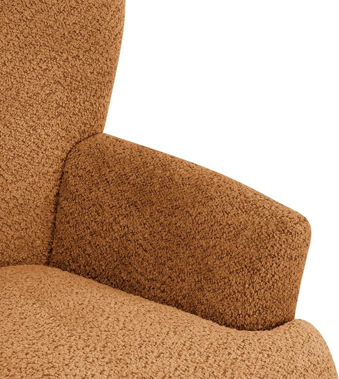 Christopher Knight Home Colby Boucle Upholstered Club Chair, Living Room Accent Chair, Wooden Frame, Flared Armrest, Plush Thick Cushion, Reading Lounge Chair, Space-Saving Furniture, Black+Caramel