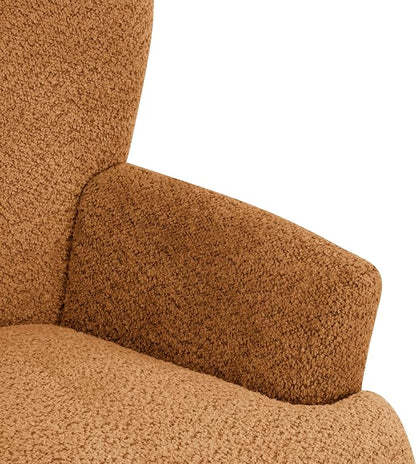 Christopher Knight Home Colby Boucle Upholstered Club Chair, Living Room Accent Chair, Wooden Frame, Flared Armrest, Plush Thick Cushion, Reading Lounge Chair, Space-Saving Furniture, Black+Caramel