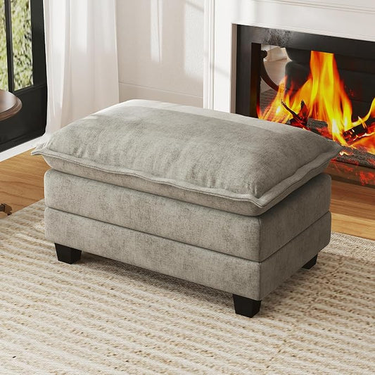 WorthFurni Cloud Couch Ottoman Modular Sectional Sofa, Comfy Deep Seat Cushion for Apartment Living Room Bedroom (Grey)