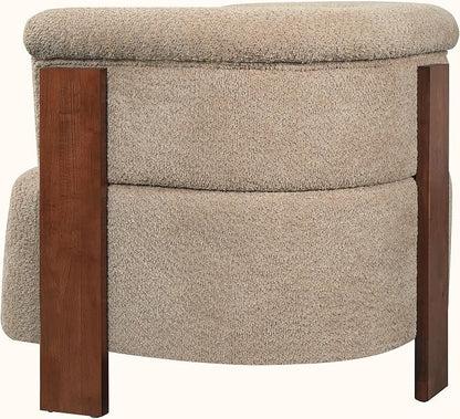 Merax 31.7" Mid-Century Teddy Fleece Barrel Accent Chair, Brown | Brown Teddy Fleece Upholstered Armchair, Modern Wraparound Lounge Chair for Living Room, Bedroom, Entryway
