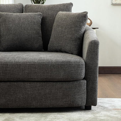 ERYE 56.3" Chenille Upholstered Accent Chair Deep Seat for Living Room Bedroom, Oversized Leisure Cushion Armchair W/ 5 Pillows and Removable Cover for Home Apartment Office
