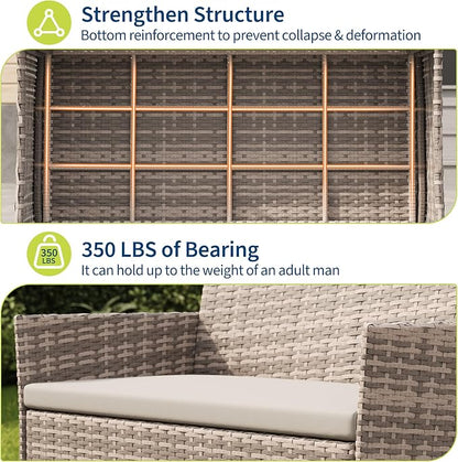 GAOMON 4-Piece Patio Furniture Set, Modern PE Rattan Conversation Set with 2 Chairs, Loveseat & Tempered Glass Coffee Table, All-Weather Outdoor Seating for Garden, Porch, Balcony, Poolside