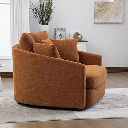 ERYE 56.3" Chenille Upholstered Accent Chair Deep Seat for Living Room Bedroom, Oversized Leisure Cushion Armchair W/ 5 Pillows and Removable Cover for Home Apartment Office