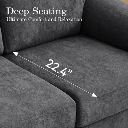 Boneless Couch Sets, Modern 3 Seater Sofa with 2 Accent Chairs, Floor Cloud Couch Sets with Extra Comfy Soft Deep Seats for Living Room, Apartment, No Assemby, Set of 3, Dark Gray