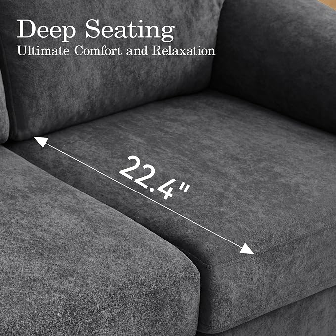 Boneless Couch Sets, Modern Loveseat Sofa with Accent Sofa Chair, Floor Cloud Couch Sets with Extra Comfy Soft Deep Seats for Living Room, Apartment, No Assemby, Set of 2, Dark Gray