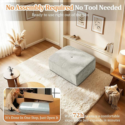 37" Oversized Boneless Couch, Comfort Cloud Sectional Couches for Living Room, Modular Sofa High Back & Extra Deep Seat, No Assembly, Soft Chenille Fabric (Light Grey, 37 inch-Single Ottoman)