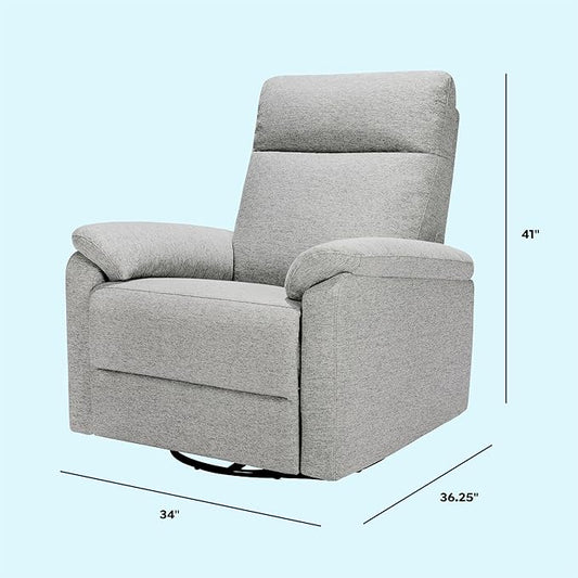 Davinci Suzy Electronic Swivel Recliner with USB Port in Frost Grey, GREENGUARD Gold & CertiPUR-US® Certified
