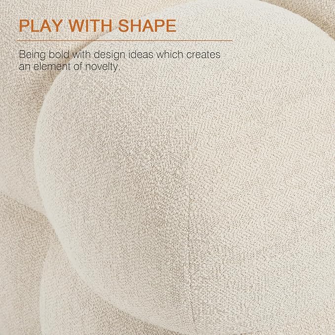 Zesthouse Square Pouf Ottomans Set of 2, Modern Backless Vanity Chair for Bedroom, Beige Linen Foot Rest for Couch, Upholstered Tufted Footstool, Poofy Fabric Ottoman Coffee Table for Living Room