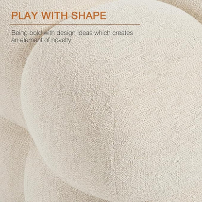Zesthouse Square Pouf Ottomans Set of 2, Modern Backless Vanity Chair for Bedroom, Beige Linen Foot Rest for Couch, Upholstered Tufted Footstool, Poofy Fabric Ottoman Coffee Table for Living Room