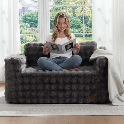 ZurNesfure Sofa Couch Loveseat, Memory Foam Couch with Pillow, Modern Cloud Couch with deep seat and Removable Washable Cover Boneless Sofas for Living Room Bedroom Apartment (Darkgrey,Loveseat)