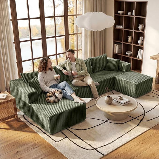BSHOMGI Modular Sectional Sofa, Modern Cloud Boneless Couch with High-Resilience Foam Support, Oversized Upholstered Sectional Couch for Living Room, Apartments & Bedroom, No Assembly Required