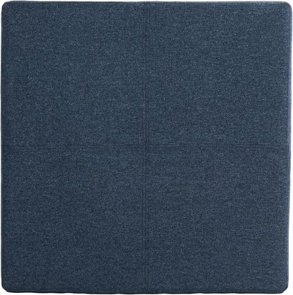 HomePop Harper Luxury 28" Storage Ottoman - Blue Woven Fabric