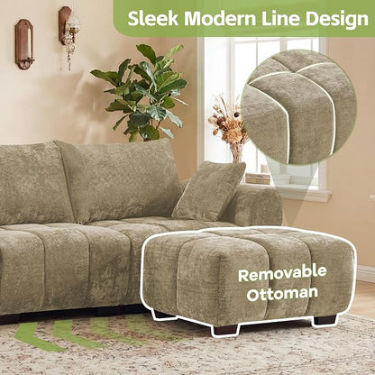 82" Loveseat Cloud Couch, Brown Chenille Modern Upholstered 2-Seater Sofa with Tufted Deep Seat & Wood Legs, Comfy Small Love Seat Couch for Living Room Apartment